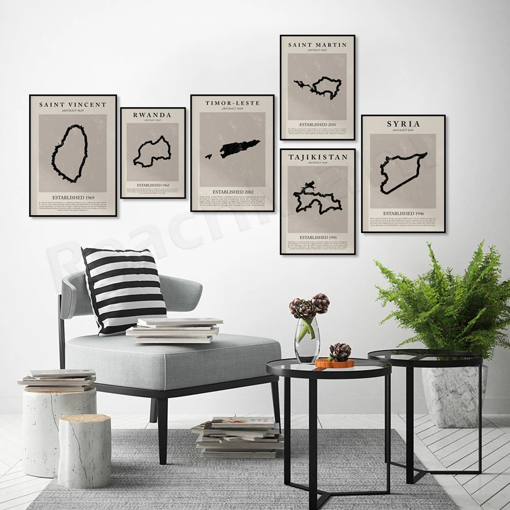 Mappa Togo, Uzbekistan, Mappa Del Suriname, Ruanda, San Miguel, Samoa, Siria, Turkmenistan, Mappa Del Tagikistan, Poster Retrò Mappa Di Timor Est