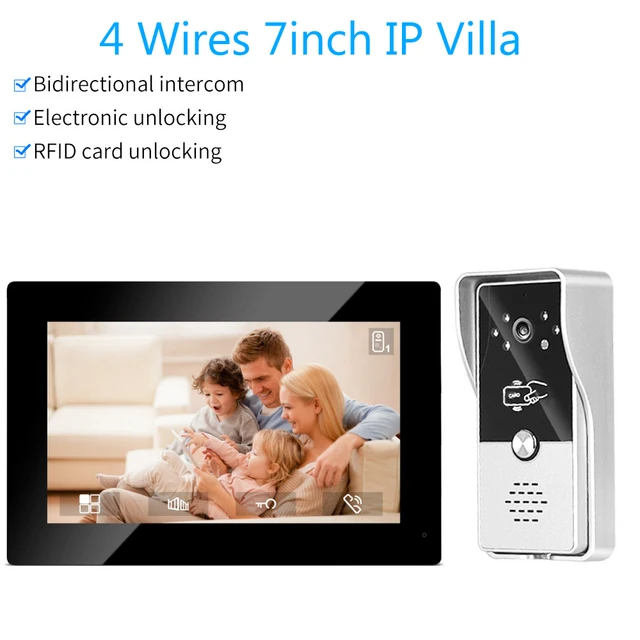 7inch Color Wired Video Intercom System Visual Doorphone Camera Video Doorbell Door Phone Kits for Home IP Villa Apartment M72T 1
