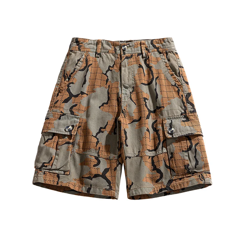 Fashion Street Cargo Shorts Men's Summer 2024 New Loose Straight Casual All-Match Fashion Printed Cropped Pants