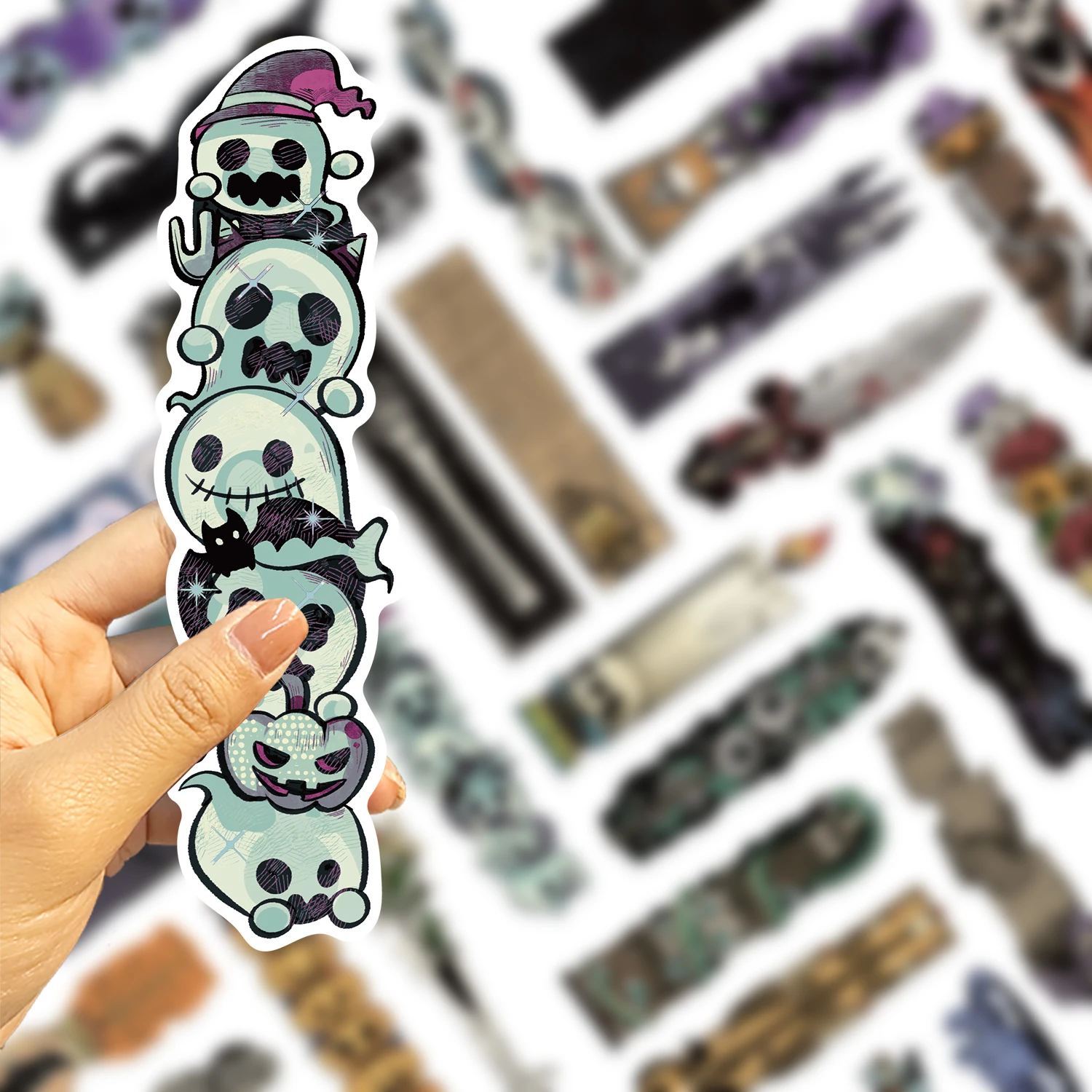 30PCS Retro Halloween Schädel Lesezeichen Karte Lesen Laptop Gepäck Studenten Graffiti Schreibwaren Lesezeichen – Detail 3