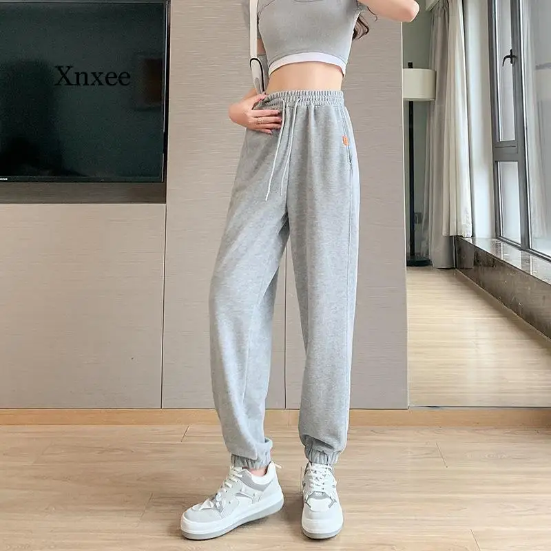 

Klein Blue Cotton Sports Casual Pants Women Spring and Autumn Elastic Elastic Waist Fashion Loose Leggings Harem Sweatpants