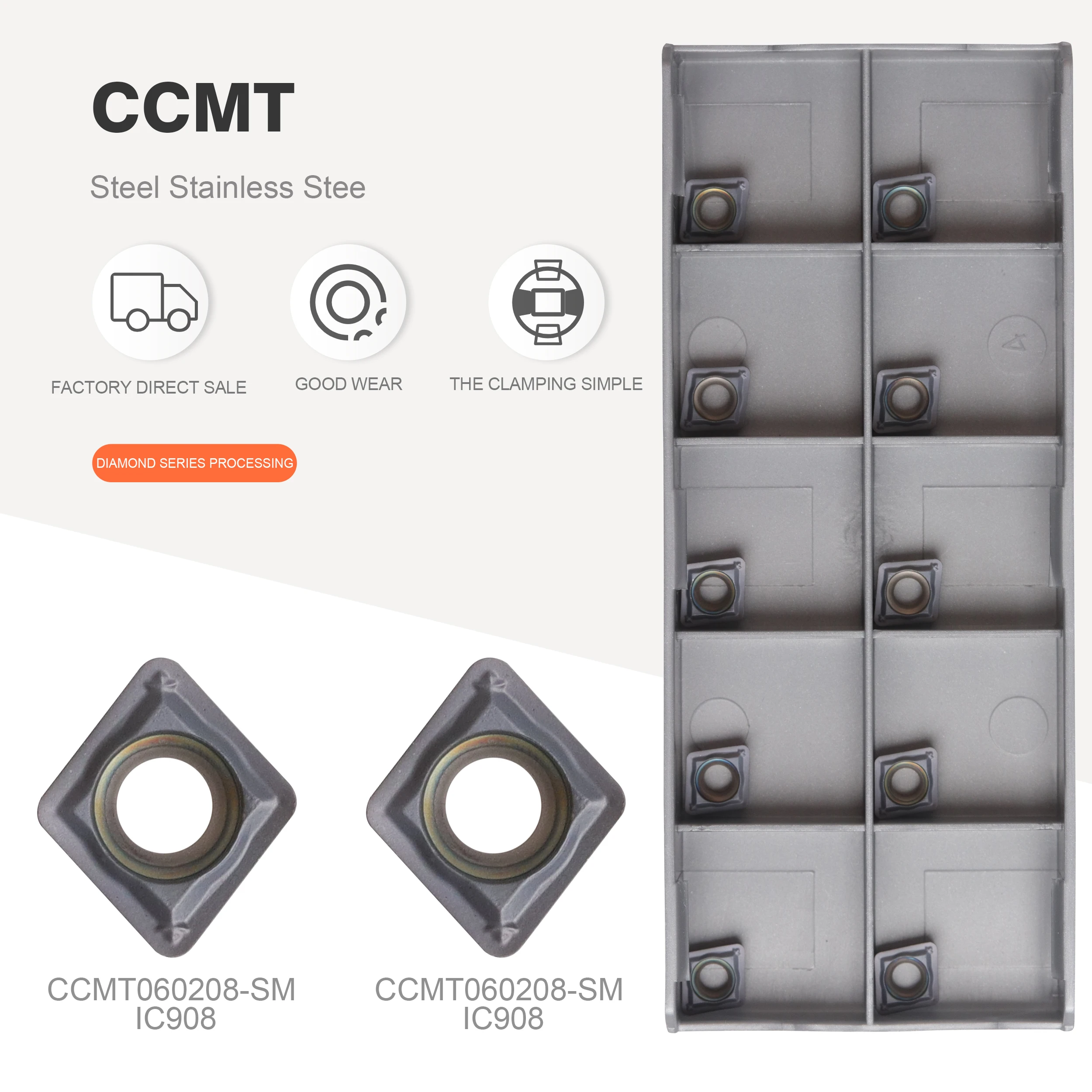 

CCMT060204 SM IC908 Internal Turning Tools CCMT 060204 Carbide insert Lathe cutter Tool of Lathe tool turning insert