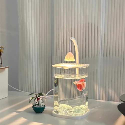 [Free Ornaments] Mini Desktop Fish Tank Creative Ornaments Office Healing Internet Celebrity Small Ecological Landscape Glass Fi