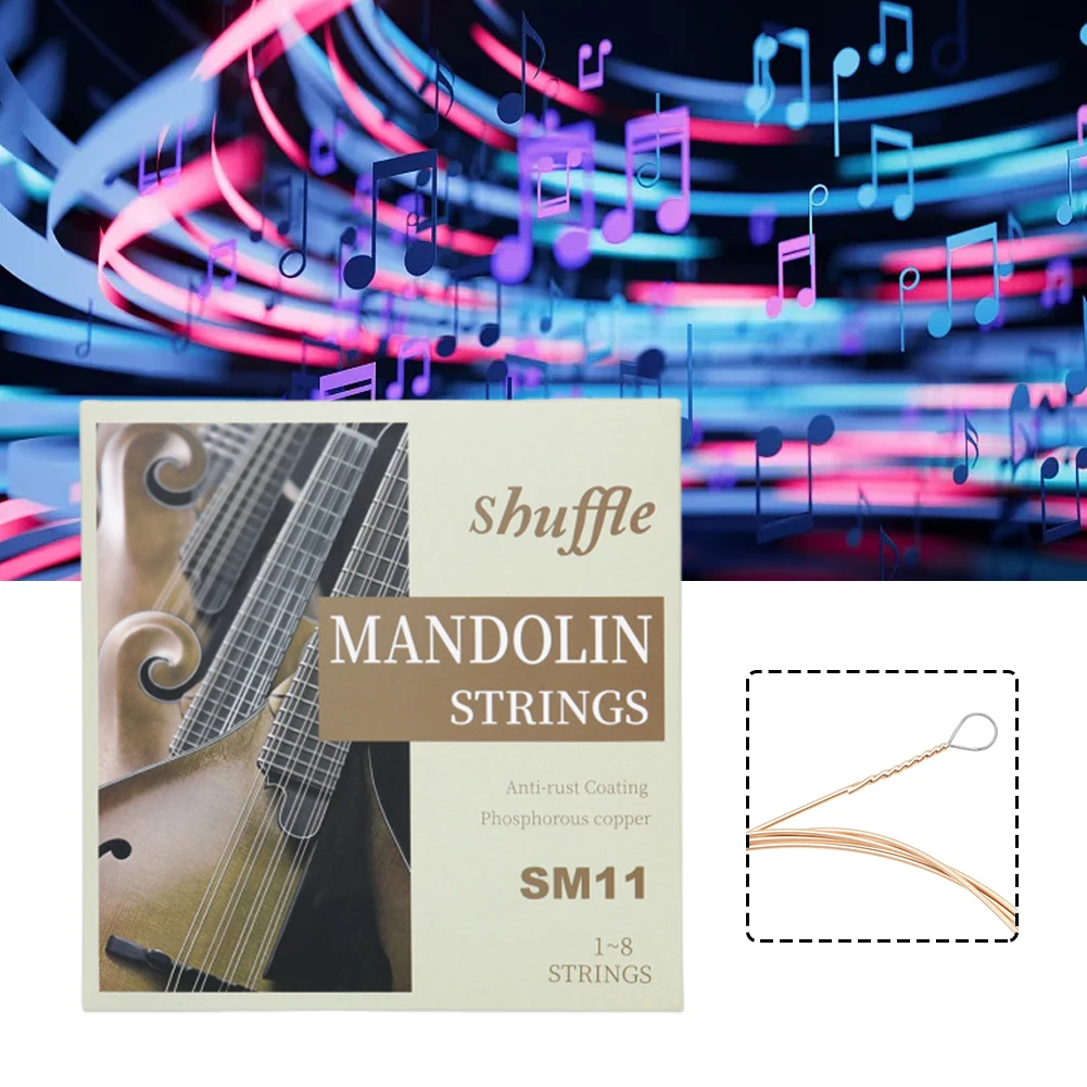 Mandolin Strings Set Plated Silver Plated Coated Copper Alloy Wound Mandolin Parts Stringed Instrument Accessories 8pcs/Set