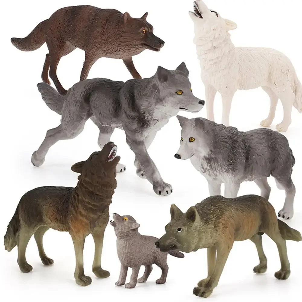 Woodland Wolf Figurines - Realistic Animal Cake Toppers & Party Decor