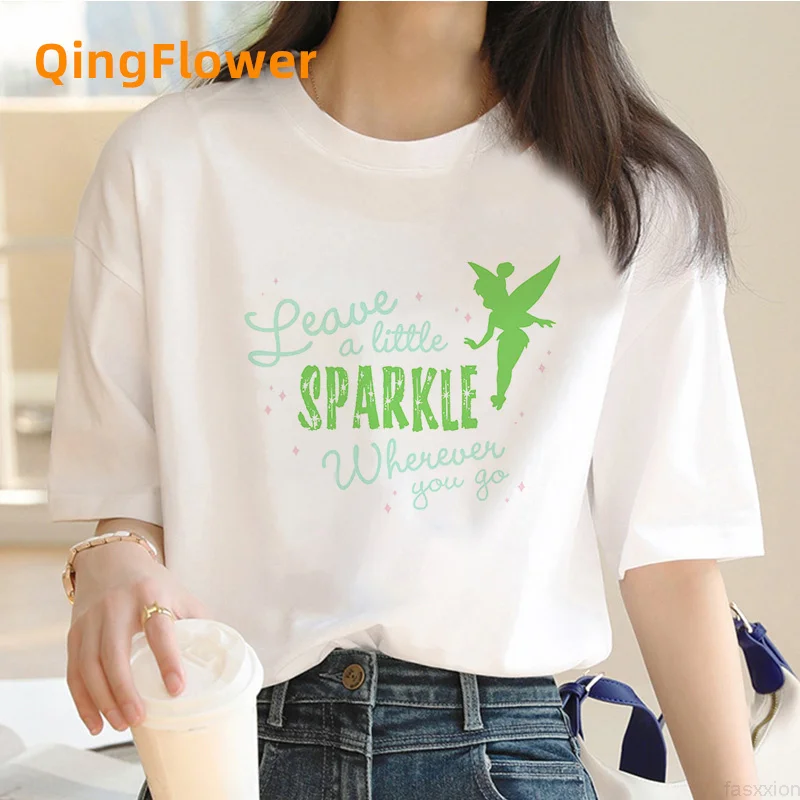T-Shirt Tinkerbell Top Tees Donna 2022 Maglietta Bianca Anime Maglietta Vestiti Maglietta Bianca Estetica