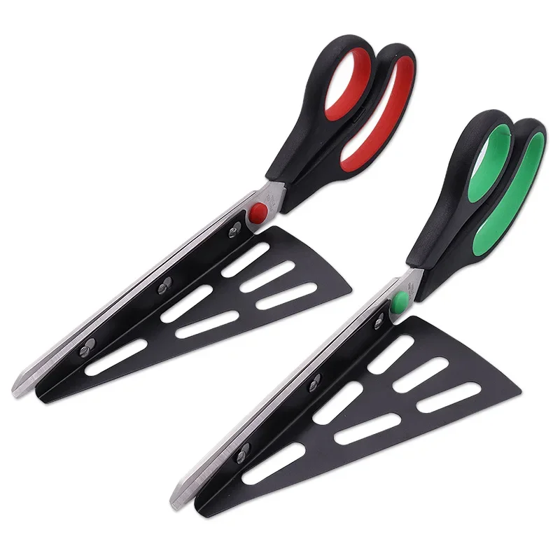

3 In 1 Removable Stainless Steel Pizza Cutting Tools Household Hollow Out Shovels + Scissors Kitchen Sharp Long Cake Knife