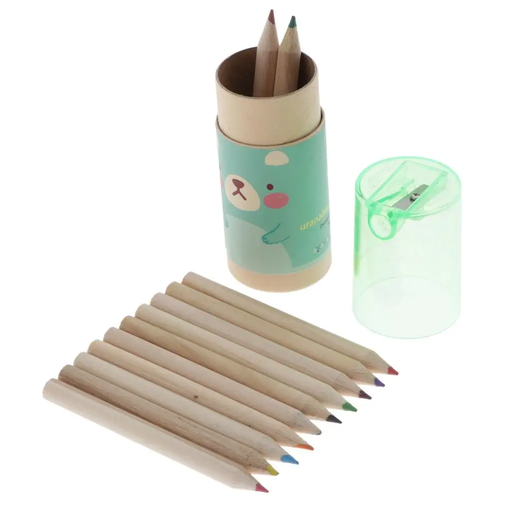 2x 12x Colored Pencils Drawing Graffiti Pencil Set with Pencil Sharpener