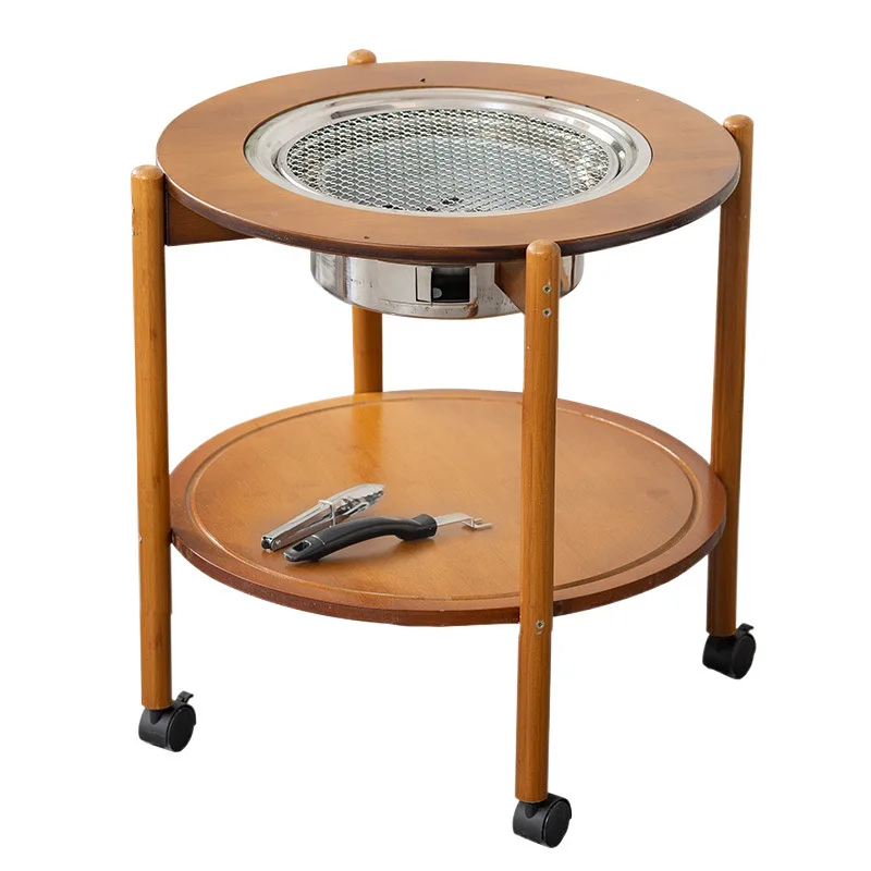 Multifunctional Stove Indoor Mobile With Cover Coffee Table Portable Charcoal Balcony Outdoor Grill Living Room Furniture G