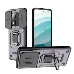 Enhanced Shockproof Armor Case with Lens Protection and Stand for Redmi 14C 4G (ZDX - Purple)