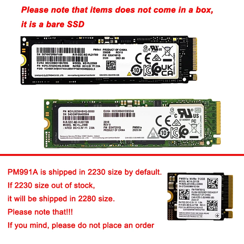 SAMSUNG SSD M2 Nvme 512GB 256GB PM991A 2230 Internal Solid State Drive 1TB hdd Hard Disk PM981A PM9A1 M.2 2280 2TB PCIe HD