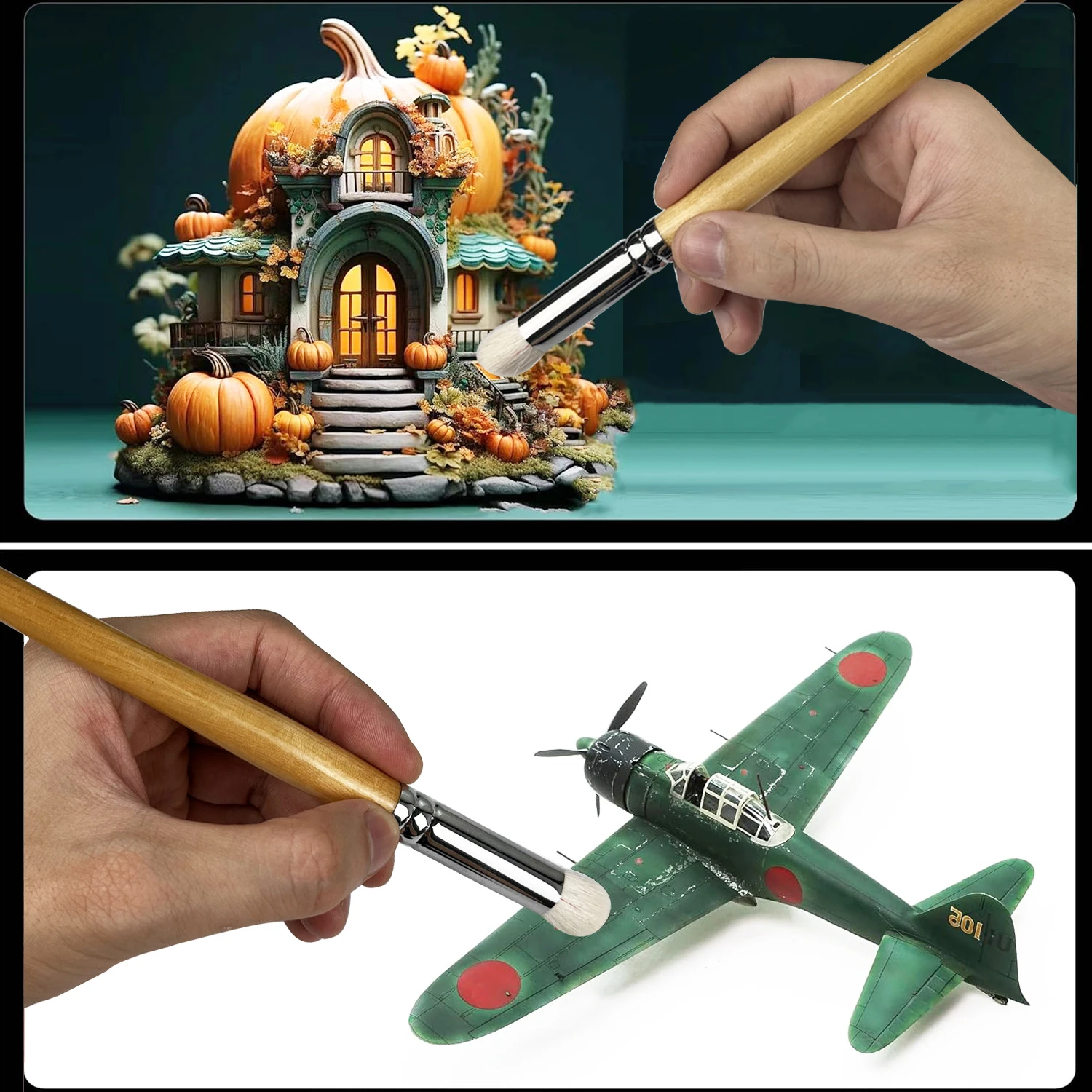 Miniature Paint Brushes Set - Premium Goat Hair Dry Brushes for Model Painting, Domed Drybrush Kit for Scale Models & Miniatures 6