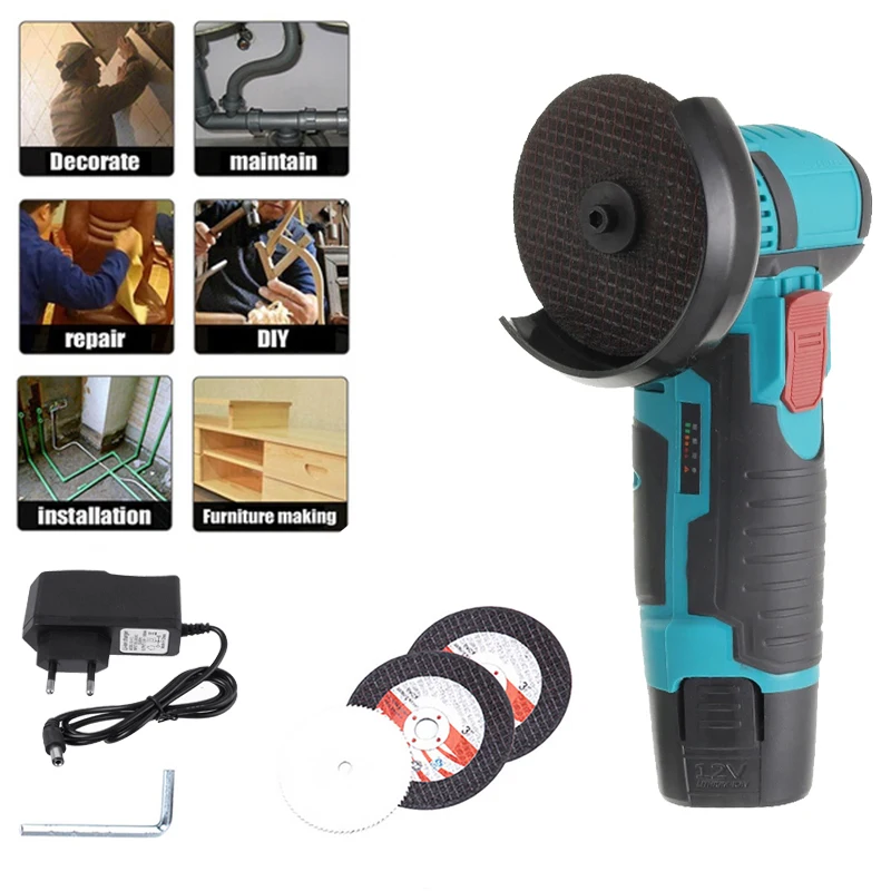 

2000W Cordless Electric Angle Grinder Mini Polishing Machine Cutter with 1 Battery Rechargeable Metal Wood Cutter Power Tools
