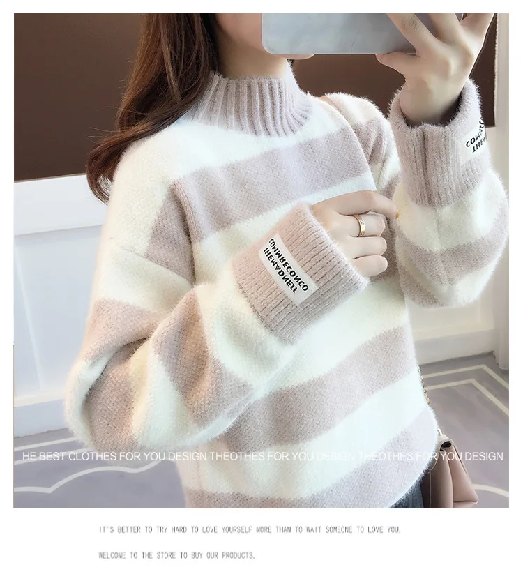 pink sweater 2022 Long Sleeve Women Turtleneck Sweater Autumn Winter Cashmere Thick Warm Oversized Sweater Knitted Jumper Top Pull Femme ladies sweater