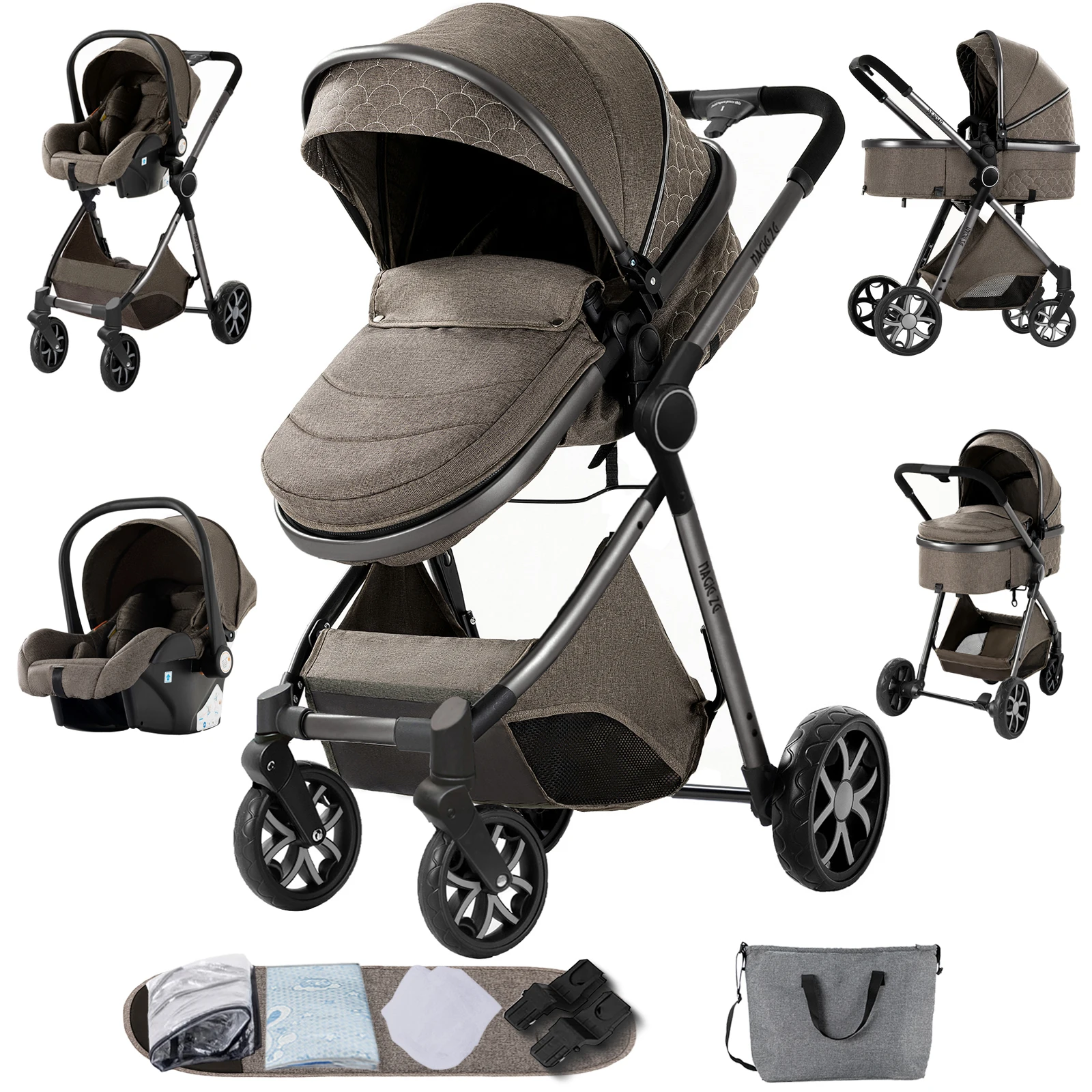 Chaud et confortable 3 en 1 bébé poussette avec siège auto luxe bébé landau léger infantile poussette haute paysage poussette 1 Chaud et confortable 3 en 1 bébé poussette avec siège auto luxe bébé landau léger infantile poussette haute paysage poussette 1