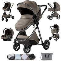 Chaud et confortable 3 en 1 bébé poussette avec siège auto luxe bébé landau léger infantile poussette haute paysage poussette 1