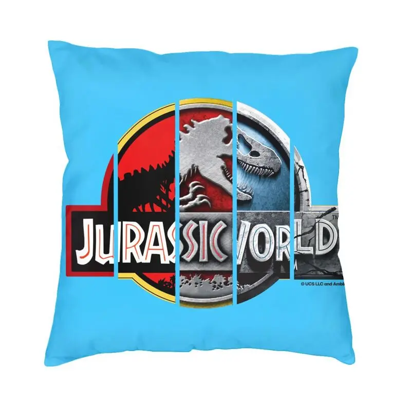 

Jurassic World Logo Evolution Cushion Cover Double Side Printing Dinosaur World Throw Pillow Case for Sofa Pillowcase Home Decor