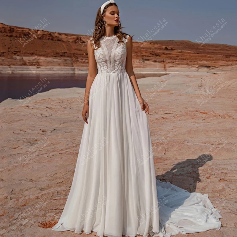 Bohemia Wedding Dresses Graceful Bridal Gowns Sleeveless Robes Chiffon Tiered Floor Length Vestidos De Novia Customized 2025 3