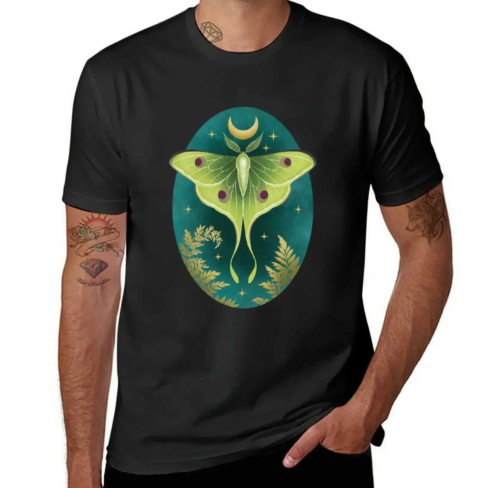 

Luna Moth Black T-shirt animal prinfor boys boys animal print t shirt for men