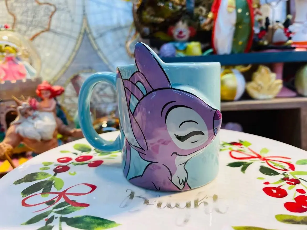 480Ml Kawaii Stitch Angel Couple Coffee Mug with Lid Straw Travel Portable  Cartoon Anime Water Bottle 304 Stainless Steel Cup