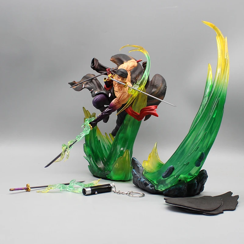Figura de Anime de One Piece, figura de Roronoa Zoro Gk Ghost Island, modelo de estatua, muñeca coleccionable, decoración luminosa, juguetes, regalos, 24cm