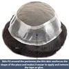 Australia French Lace & Skin Base Male Hair Prosthesis 6" Natural Human Hair Toupee Men's Wig Breathable Hair Replacement System 4