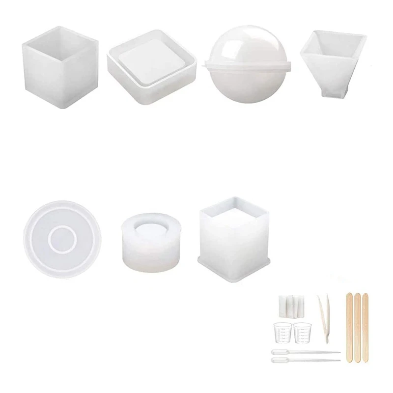 

Resin Molds Silicone Kit,Epoxy Resin Mold Including Sphere,Pyramid,Square,Round, Used For Create Art,DIY,Ashtrays