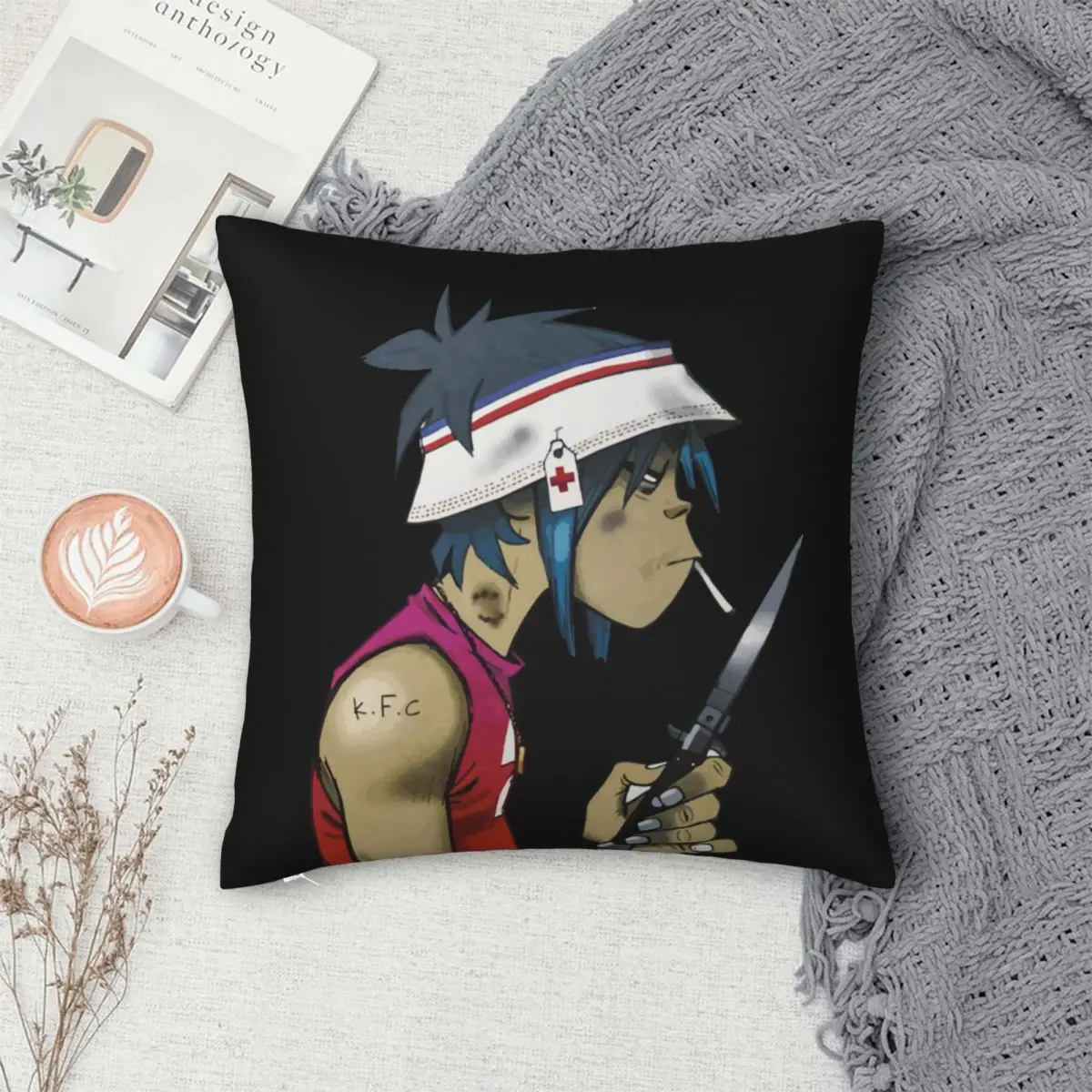 

Music Band Gorillaz Smoking Pillowcase Soft Polyester Cushion Cover Decorative Throw Pillow Case Cover Home Square 40*40cm