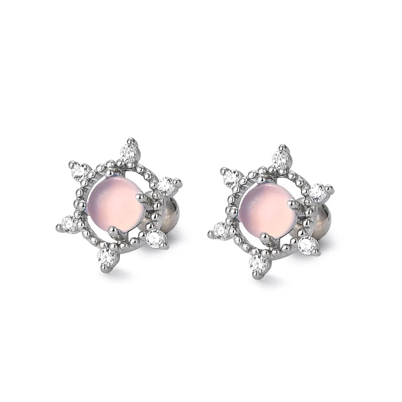 925 Sterling Silver Earring  Planet Orbiting Star Crystal Turnbuckles Stud Earring For Women Girl Wedding Party Jewelry Gift