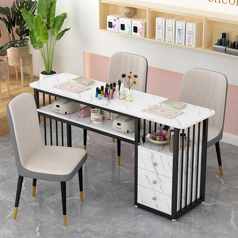 Nordic Wrought Iron Manicure Station for Commercial Furniture Nail Tables Simple Economical Upscale Professional Manicure Table