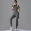 Yoga Set Women's Jumpsuits One-Piece Suit Zipper Short Sleeve Gym Push Up Workout Clothes Fitness Bodysuit Sportswear Tracksuit 4