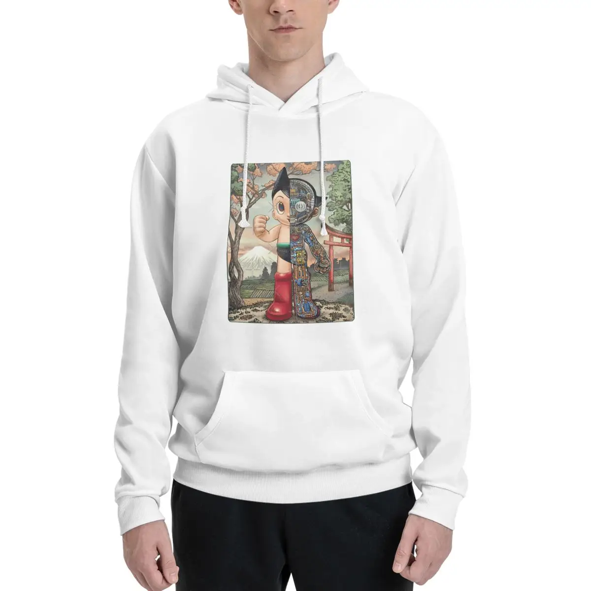 

Couples Plus Velvet Hooded Sweater Tetsuwan Atom Anime Astro Boy 12 Novelty cute Hooded rope Hoodie Vintage Fitness