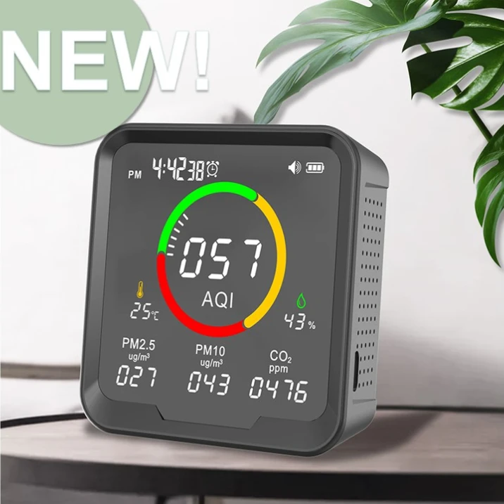 

PROTMEX 6 in 1 CO2 Detector Air Quality Monitor Carbon Dioxide Meter Digital Temperature Humidity Tester Clock PTH 9A