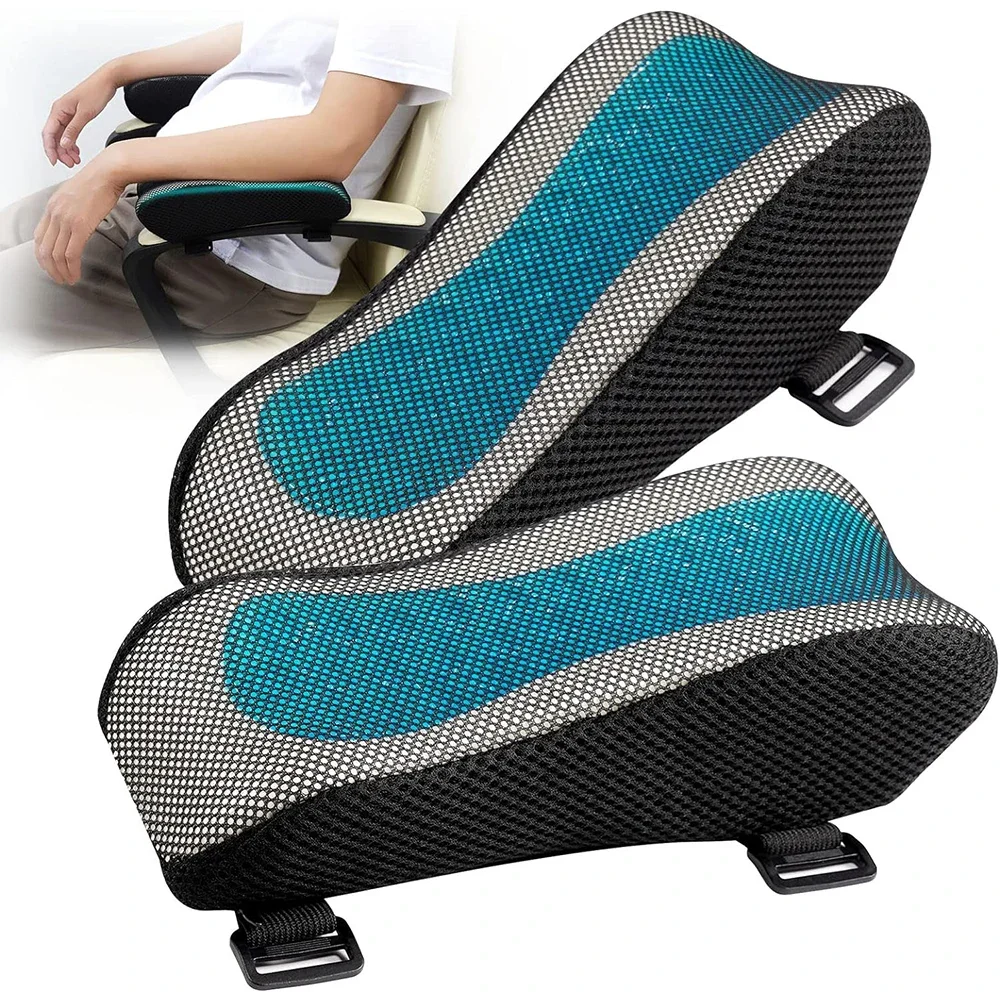 2Pcs Soft Comfortable Memory Gel Armrest Pads Elbow Pillow Resilient Foam Ergonomic Hand Rest for Office Car Game Chair