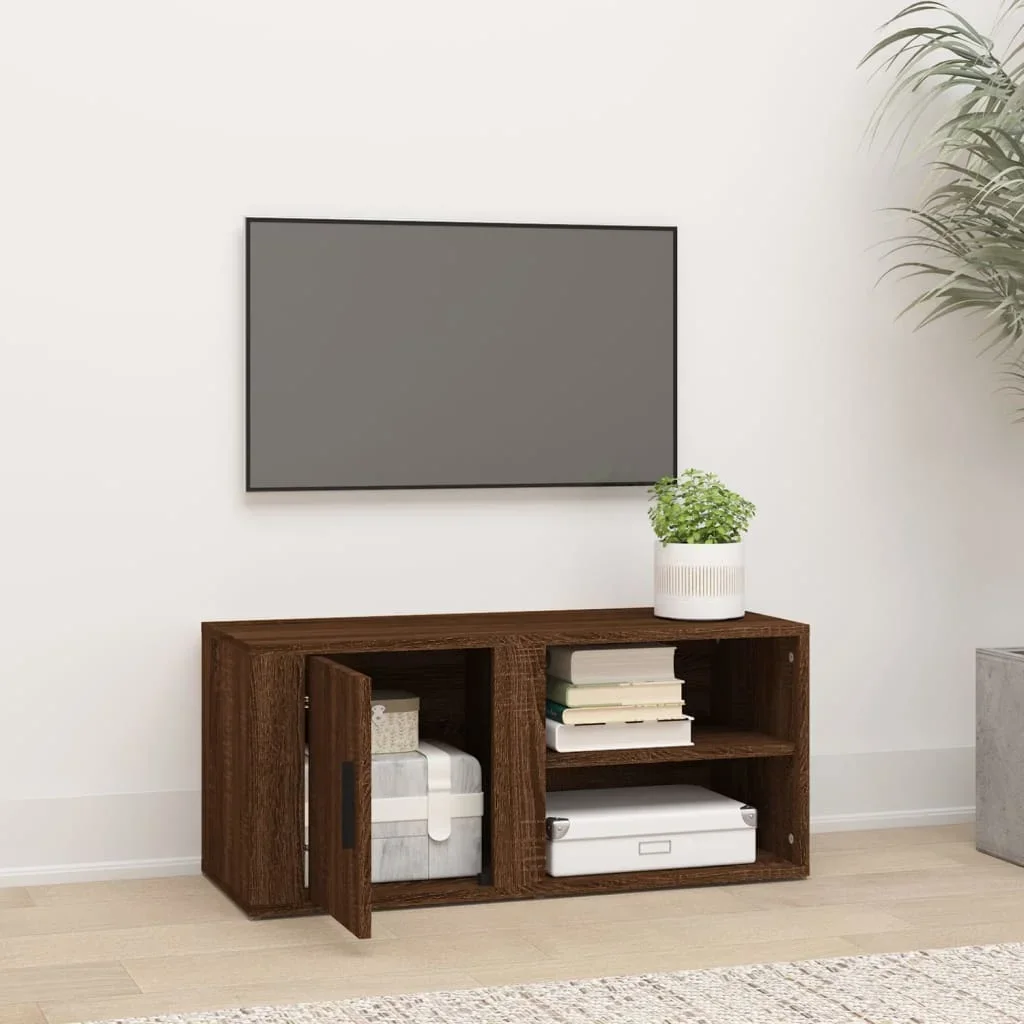 Brown Oak TV cabinet 80x31,5x36 cm engineering Wood - AliExpress