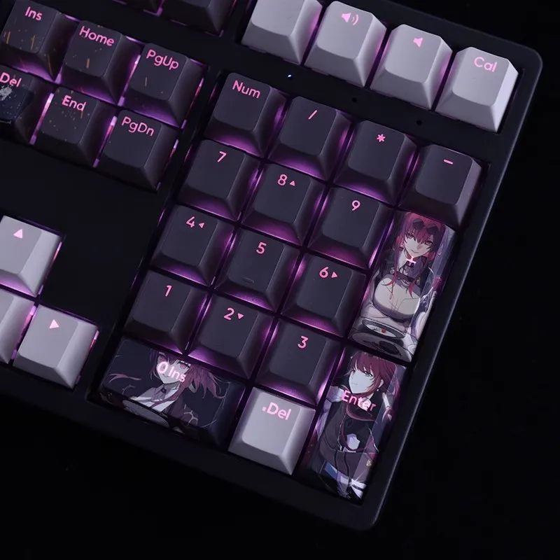 Desenhos Animados Anime Gaming Key Caps Pbt Dye-subbed Keycap Keycap para Ansi 61 87 104 108 Chaves Grupo Desenhos Animados Trilho Kafka Keycap - Imagem 4