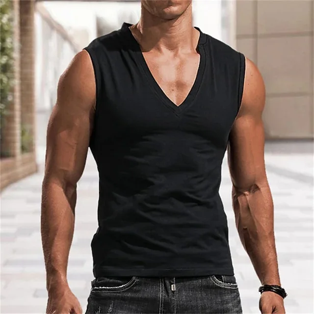 european-size-men-s-solid-color-v-neck-vest-casual-breathable