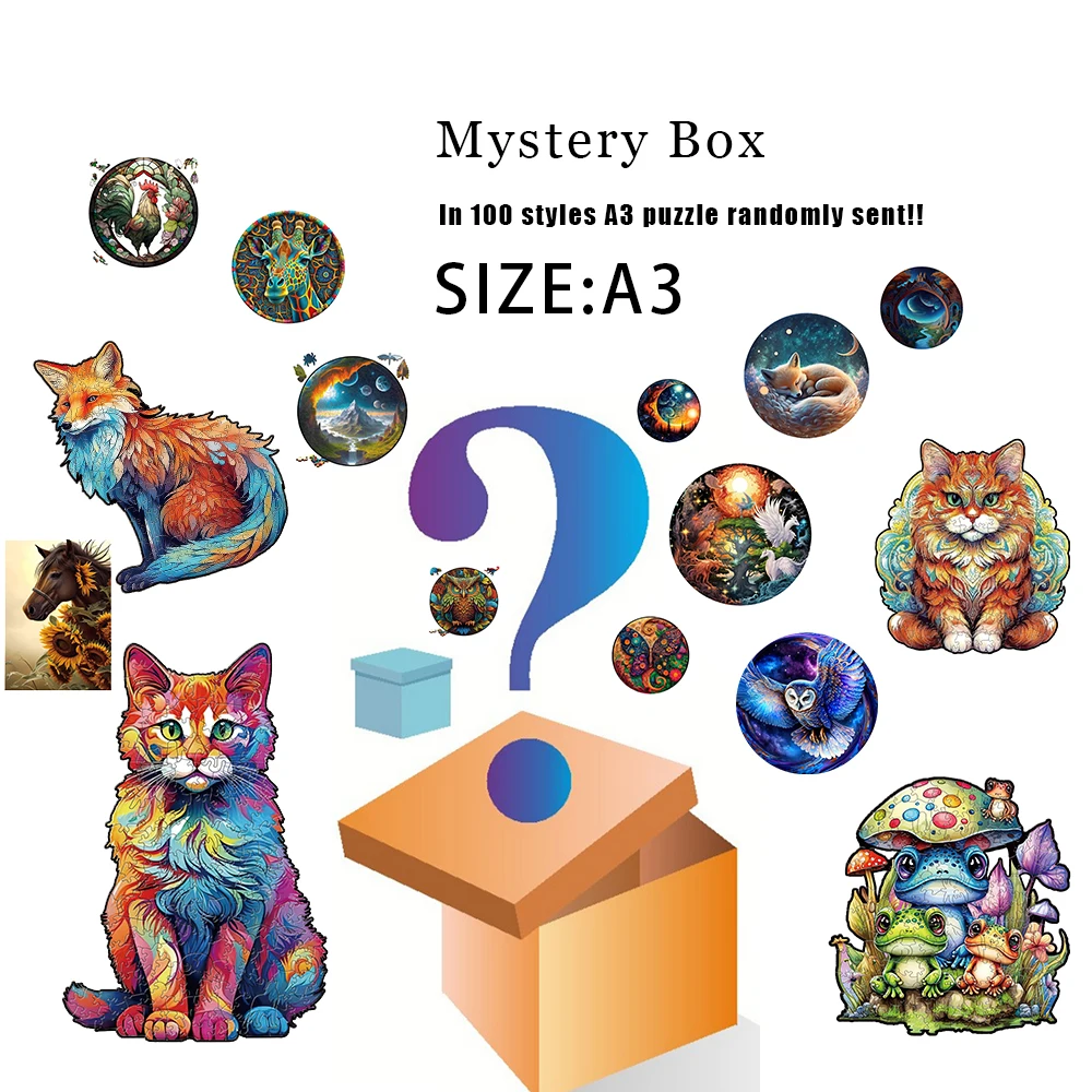 Cat A3 A4 A5 Wooden Puzzle for Adults Children Toys Wood DIY Crafts Round Shaped Holiday Gift Building Blocks Home Decorate Wooden Toys
