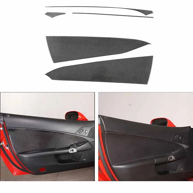 

For Chevrolet Corvette C6 2005-2013 Car Door Inner Waistline Trim Sticker Soft Carbon Fiber Inner Door Protection Accessories