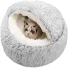 2 in 1 Plush Donut Cuddler Nest Warm Soft Calming Dog Cat Nest Puppy Bed with Cozy Sponge Non-Slip Bottom for pet Small cat Dogs 1