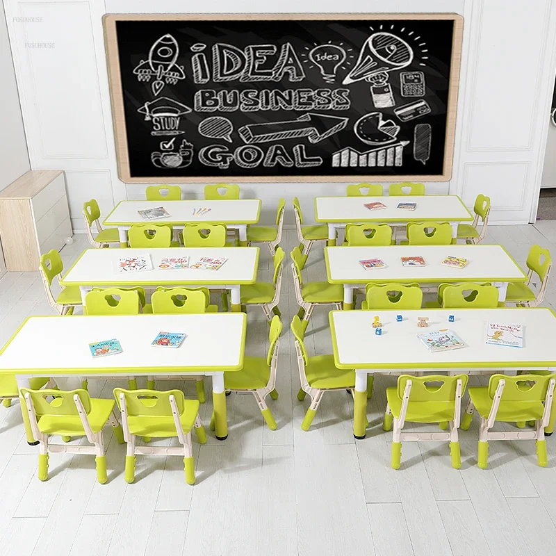 Children Tables Kindergarten Learning Table and Chair Can Lift Plastic Desks Home Can Write and Graffiti Table Painting Tables C