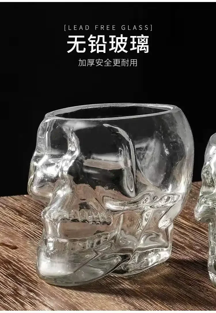 Description Picture 2 of itemHalloween Household Skull Head Glass Teacup Transparent Crystal Coffee Juice Mug Drinking Bar Club Whiskey Wine Beer Cup