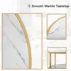 Coffee Table, Small Round Coffee Table with Faux Marble Top and Glass Storage Shelf, 2-Tier Circle Center Table for Living Room 4