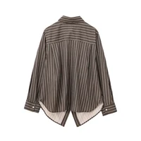 Autumn Blouses Woman Trendy Solid Stripe Turn-Down Collar Long Sleeve Buttons Single Breasted Female Street Shirts - Image 2