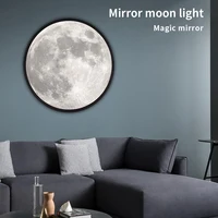 Makeup Mirror Round Cosmetic Mirror with Night Lamp Bedroom LED Night Light Makeup Supplies, Moon, 25cm 2