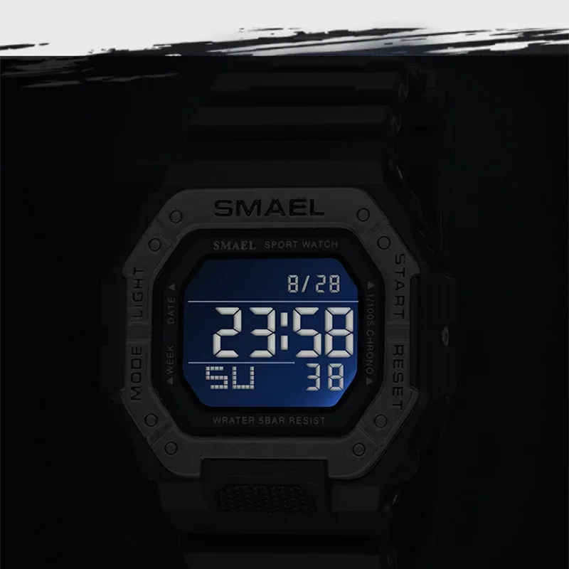 SMAEL 8059 Digital  Brand LED Clock Waterproof Auto Date Military Army Green Square Wristwatches Men Watch Digital Sport Watches 4