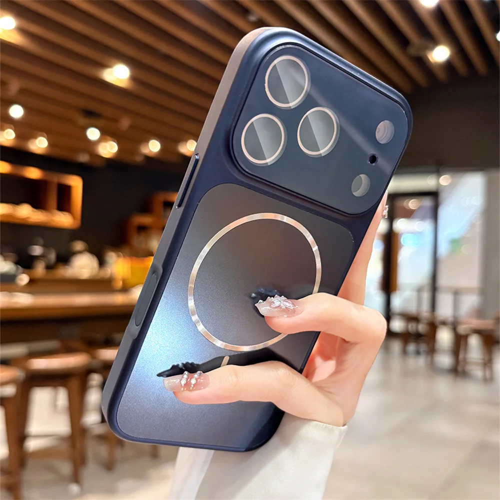 Enhanced Frosted Magnetic Phone Case with Tempered Glass Camera Protector
