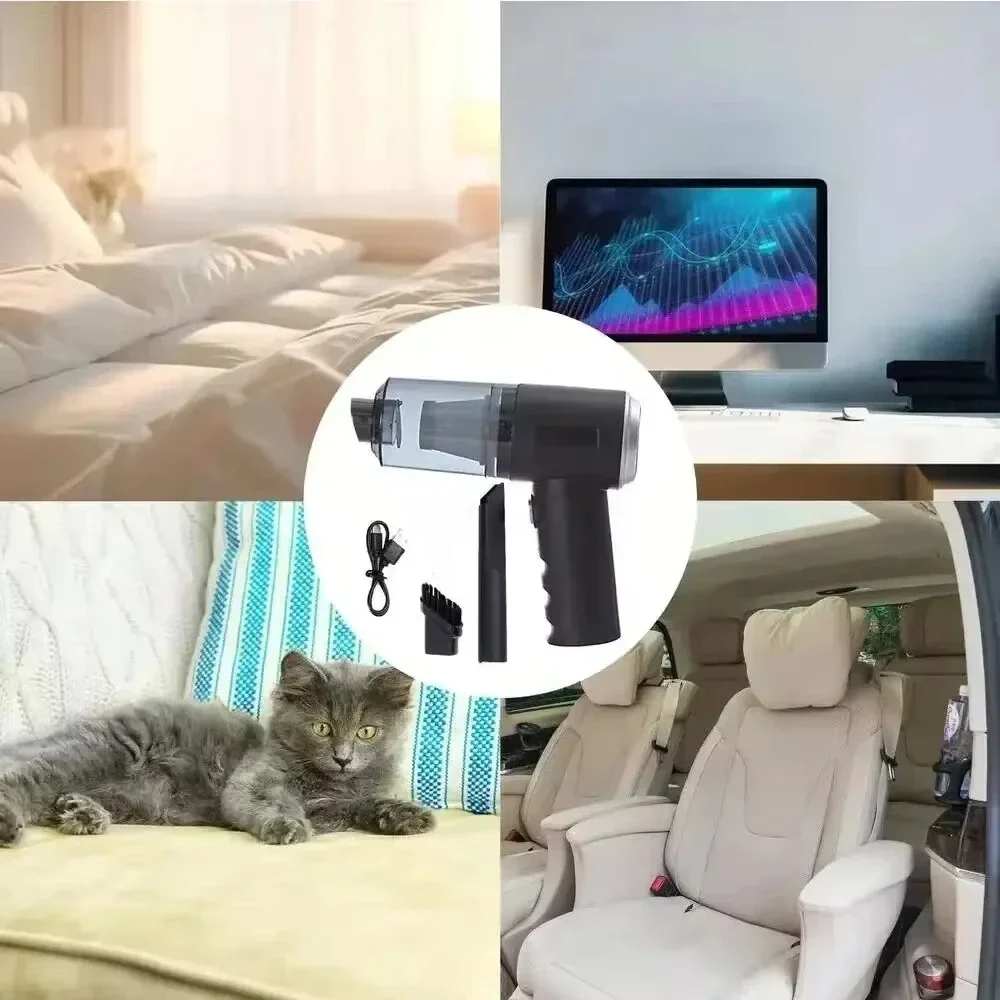 USB Charging 3-in-1 Integrated Suction And Blowing Vacuum Cleaner for Small Cars And Household Use-Portable Mini Vacuum Cleaner