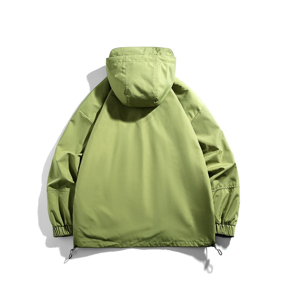 Black Windbreaker Jacket Men Camping Jacket Coats Fashion Casual Waterproof Jackets Coats Male Solid Color Windbreaker Outerwear