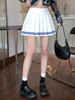 Mode Preppy Style jupes plissées femmes 2025 printemps été nouvelle une ligne robe courte douce fille taille haute Petchwork jupe rue 4